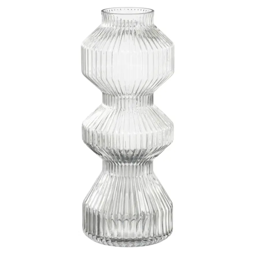 Vaas glas ribbed - h40xd16cm