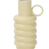 Vaas keramiek geribbeld geel 18 cm