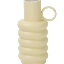 Vaas keramiek geribbeld geel 18 cm