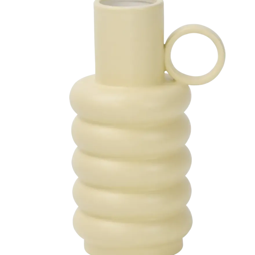 Vaas keramiek geribbeld geel 18 cm