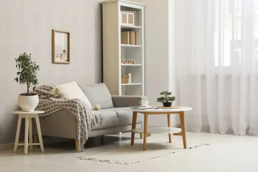 Viltpaneel gebogen lijnen beige 60x30 cm 4 stuks