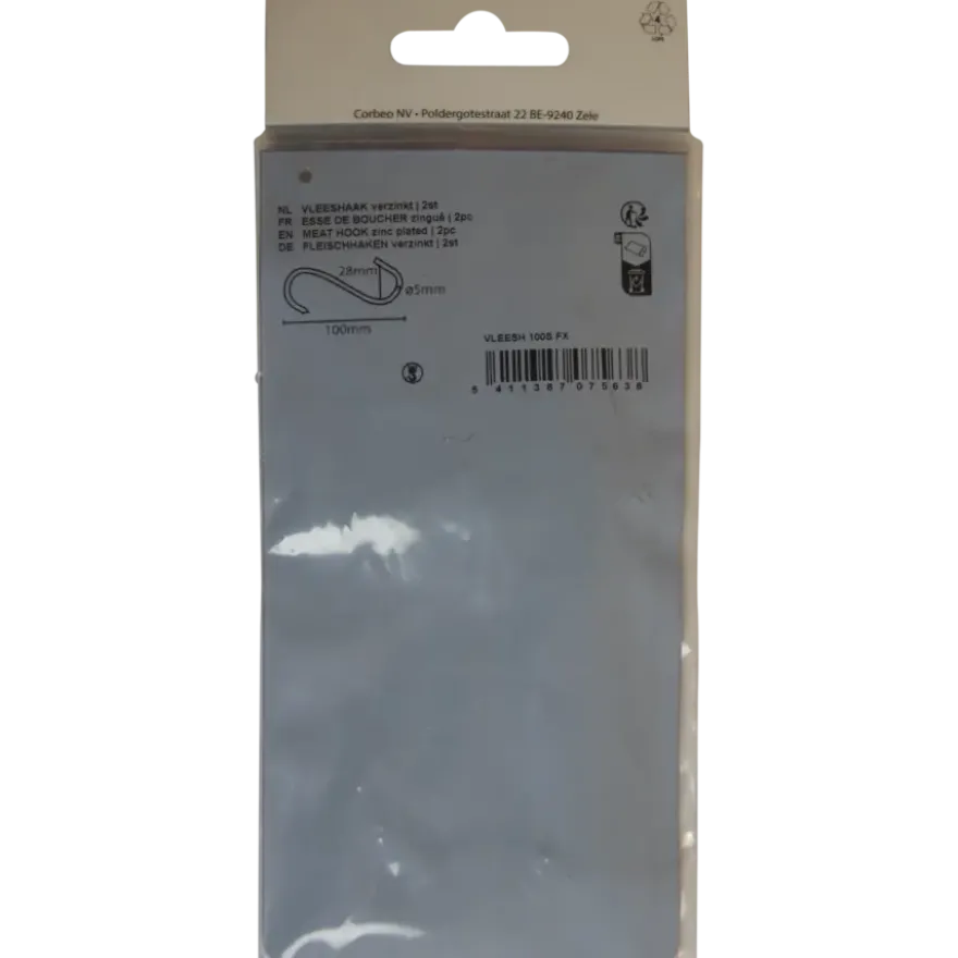 Vleeshaak verzinkt 100 mm 2stuks