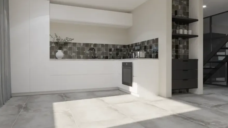 Vloertegel Etna betonlook 60 x 60 cm keramiek grijs 1,416 m²