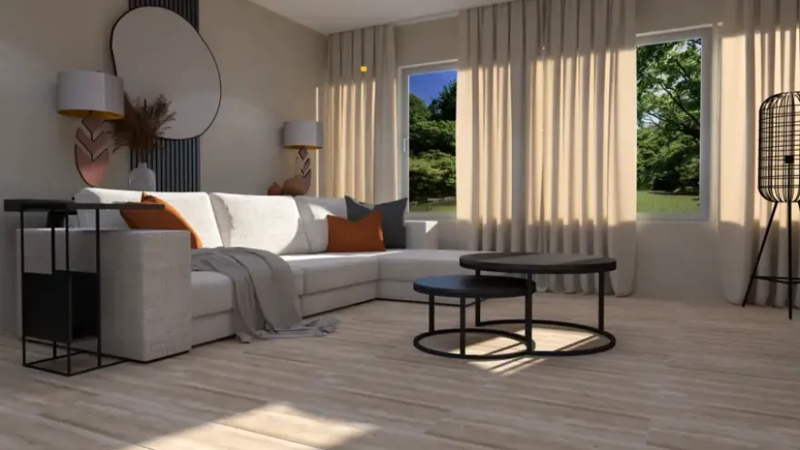 Vloertegel Woodland houtlook 23,3 x 120 cm keramiek beige 1,68 m²