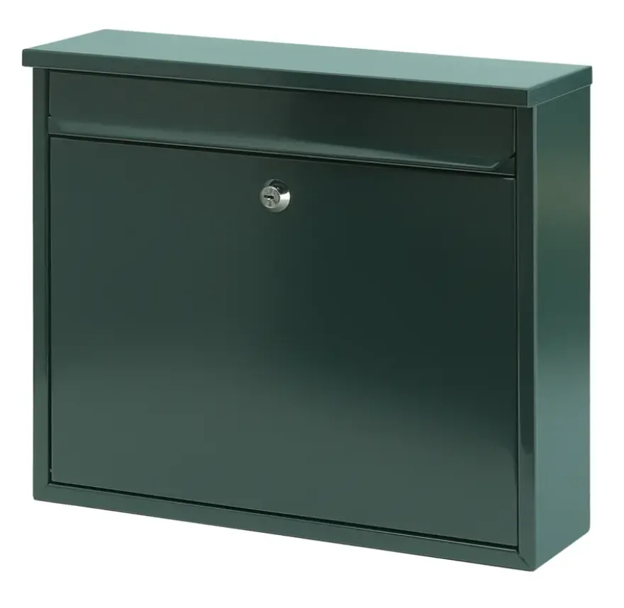 V-Part Wandbrievenbus groen staal - 31.5 cm