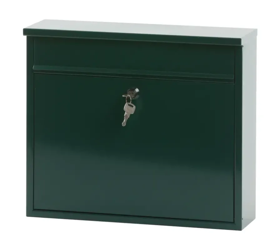 V-Part Wandbrievenbus groen staal - 31.5 cm