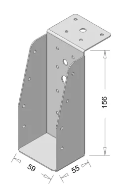 Waelbers balkdrager met lange lip 59 x 156 mm zwart