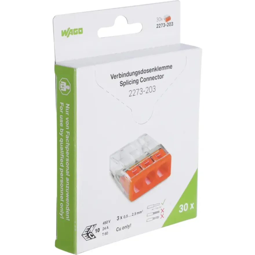 Wago Lasklem 3-voudig compact 0,5-2,5mm² 2273-203 30 stuks