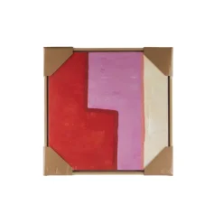 Wanddecoratie rood roze crème 40x40x3.5cm