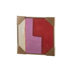 Wanddecoratie rood roze crème 40x40x3.5cm