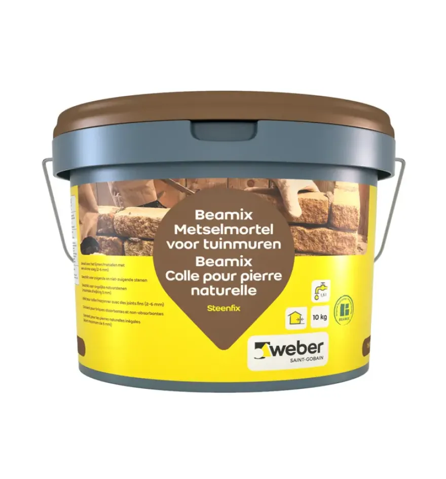 Weber Beamix steenfix metselmortel voor tuinmuren grijs 10 kg