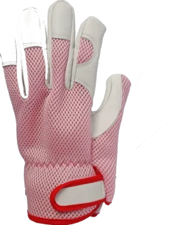 Werkhandschoenen roze leer S