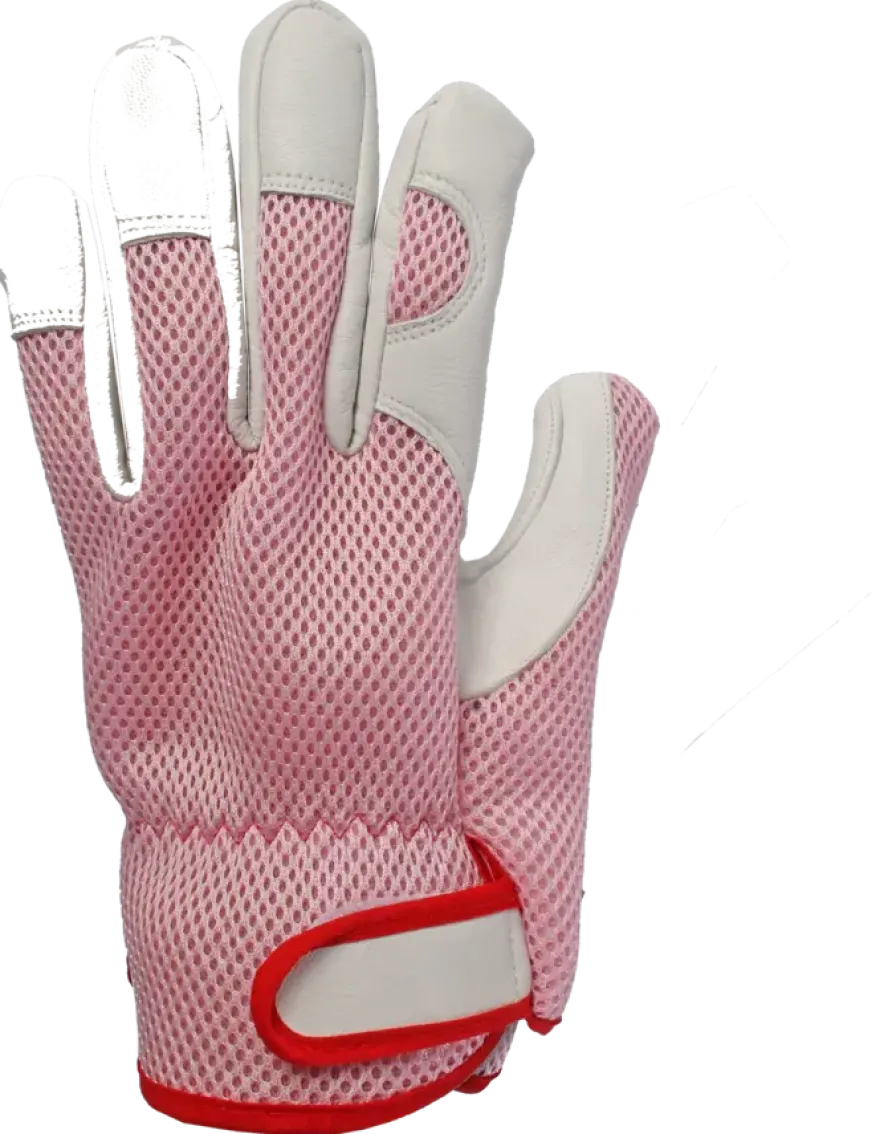 Werkhandschoenen roze leer S