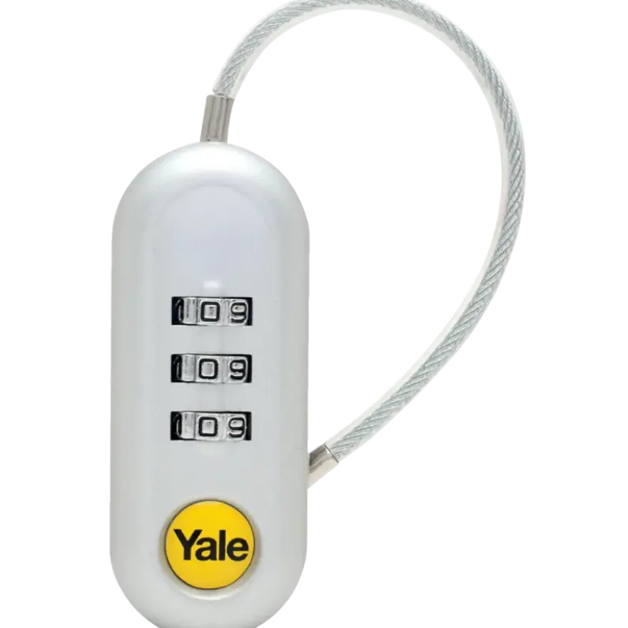 Yale Bagage Hangslot met cijferslot TSA met flexibele kabel wit